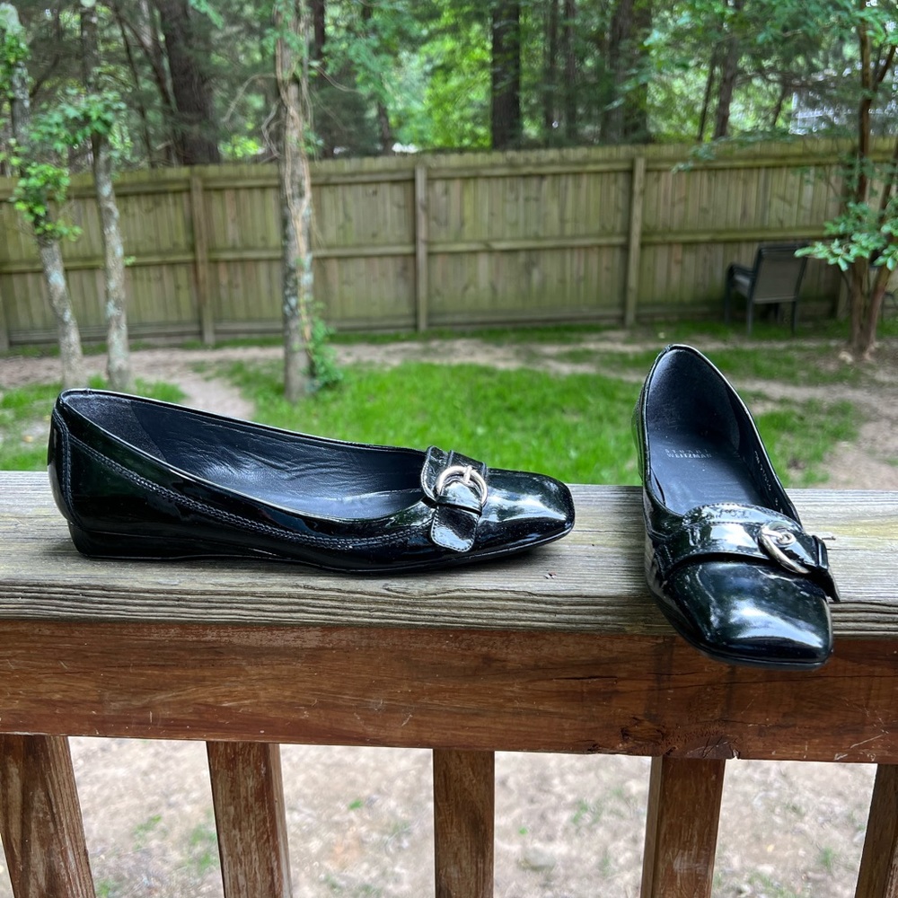 STUART WEITZMAN Black Patent Leather Small wedge Flat shoes Women’s 8 Narrow